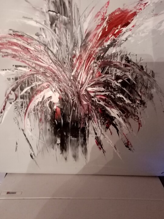 Painting titled "plumes abstrait" by Patrick Mars, Original Artwork, Oil