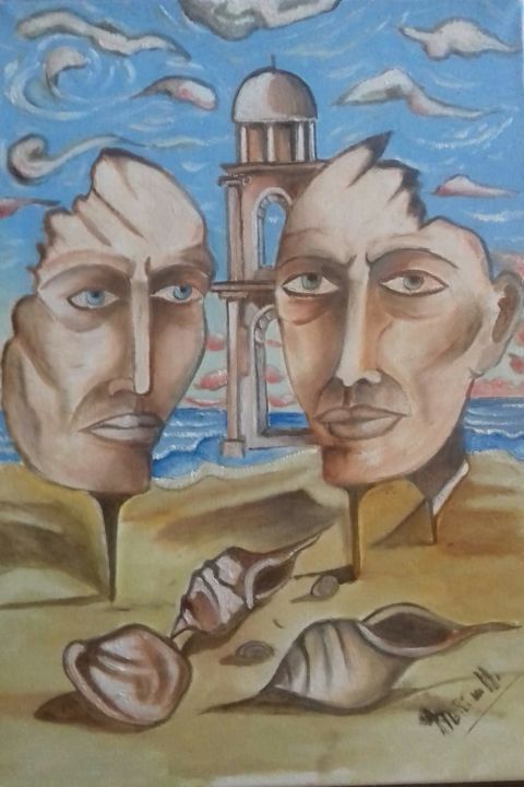 Painting titled "Gli amici" by Michele Marinelli, Original Artwork, Oil
