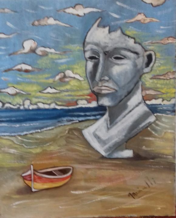 Pittura intitolato "metaphysical landsc…" da Michele Marinelli, Opera d'arte originale, Olio