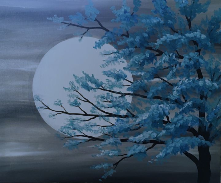 Painting titled "Moon" by Jonathan Marsico, Original Art, Acrylic