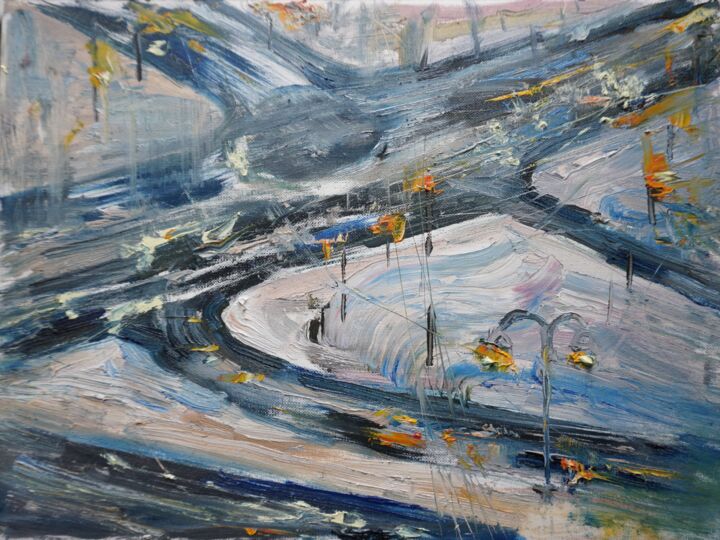 Картина под названием "Rush hour" - Maria Simbirkina, Подлинное произведение искусства, Масло