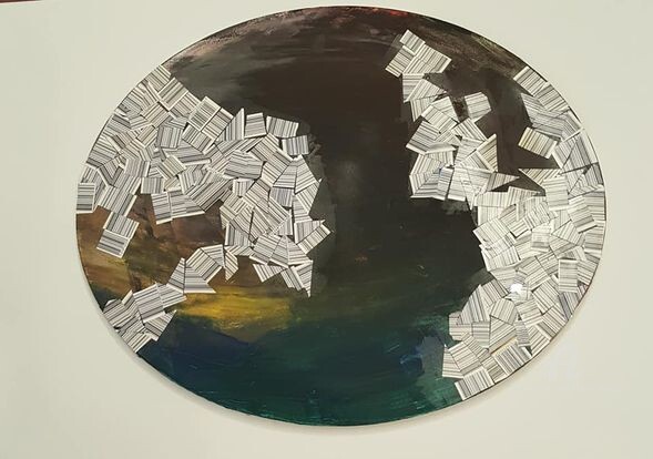 Collagen mit dem Titel "Oval de Barras" von Marta Afonso, Original-Kunstwerk, Collagen