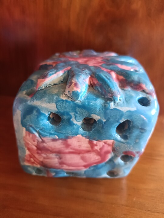 Sculpture titled "Blue cube" by Marta Engrácia, Original Artwork, Clay