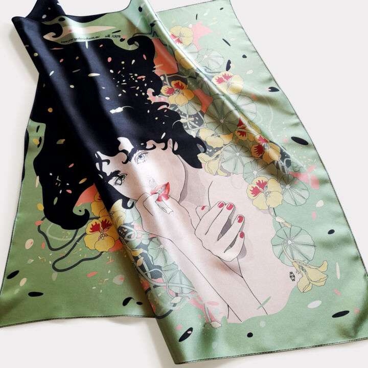 Art textile intitulée "silk scarf" par Marta Joy, Œuvre d'art originale, Vêtements