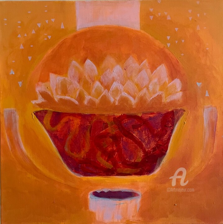 Картина под названием ""Sacral chakra"" - Marta Leim, Подлинное произведение искусства, Акрил Установлен на Деревянная рама…