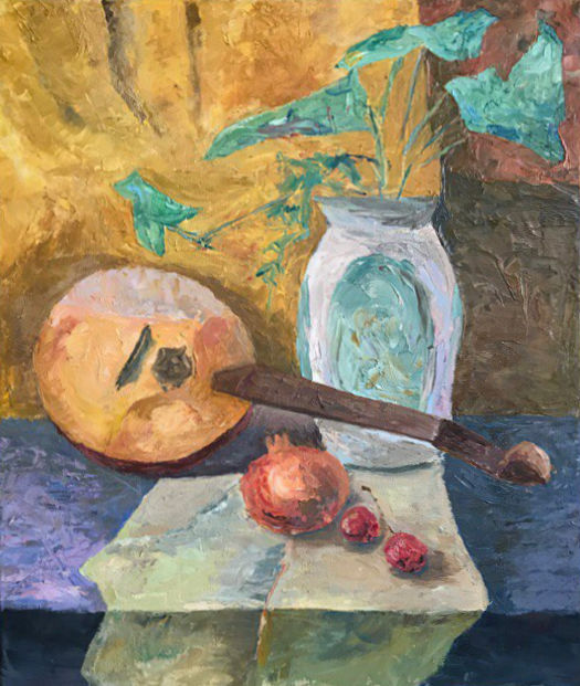 Painting titled "Натюрморт" by Marta Minikaeva, Original Artwork, Oil