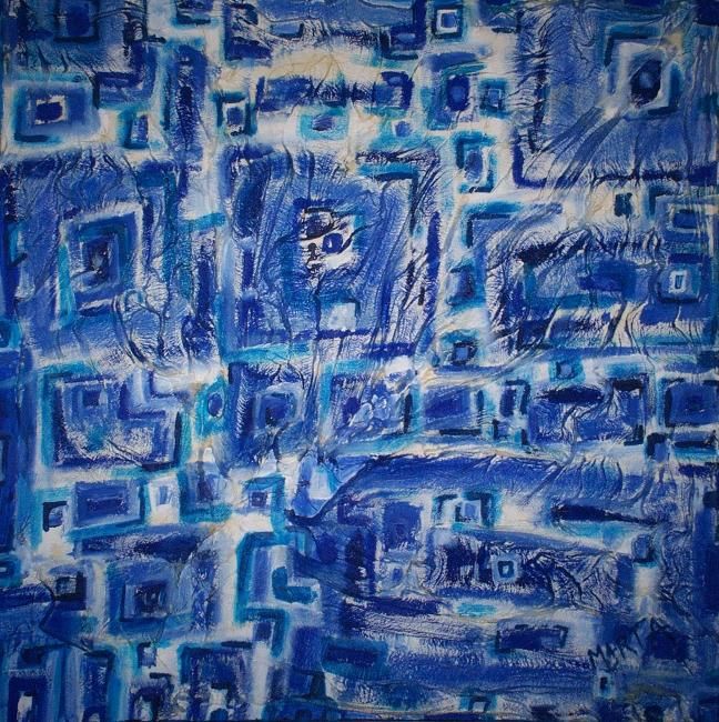 Pintura intitulada "Cidade Azul" por Marta Cordeiro, Obras de arte originais