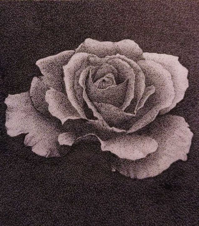 Drawing titled "Rosa" by Marta Rizzi, Original Artwork, Pencil