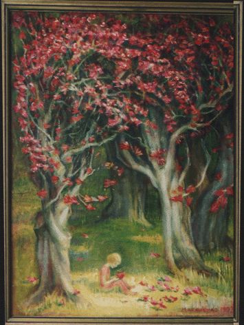 Painting titled "chaild in the forest" by Marta Makarenko, Original Art,