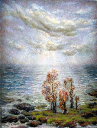 Painting titled "sea" by Marta Makarenko, Original Art,