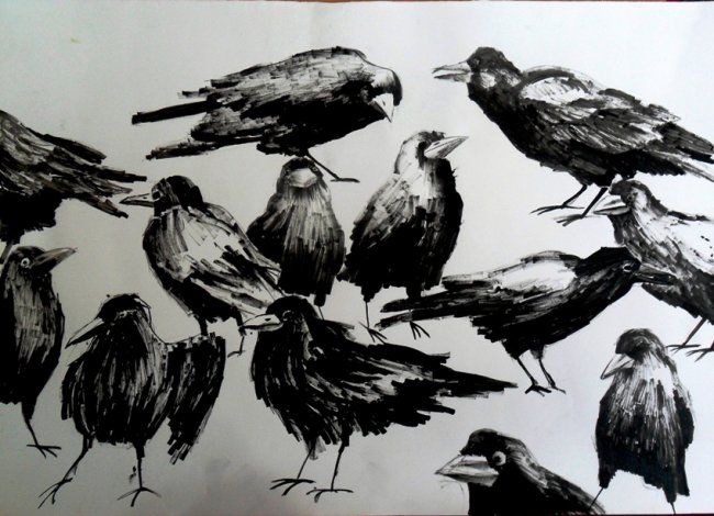 Rysunek zatytułowany „Ravens” autorstwa Marta Mazur, Oryginalna praca