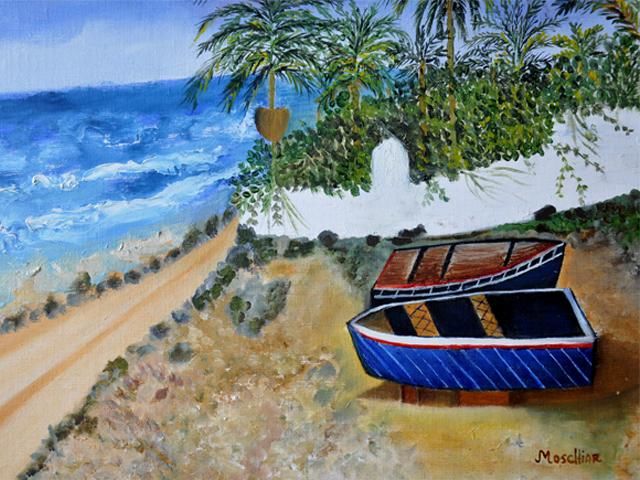 Pintura intitulada "Playa" por Marta Moschiar, Obras de arte originais, Óleo