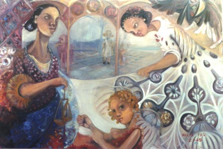 Painting titled ""Justicia, Codicia…" by Marta Paz, Original Artwork