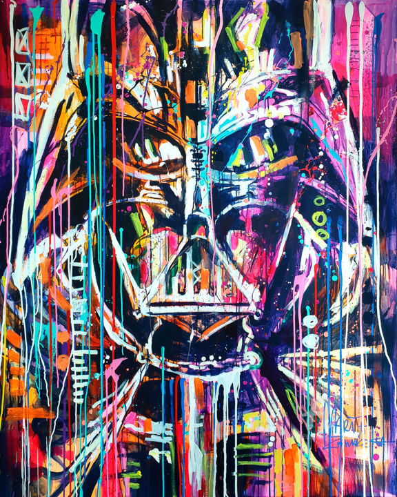 Schilderij getiteld "Dark Side" door Marta Zawadzka, Origineel Kunstwerk, Acryl Gemonteerd op Frame voor houten brancard