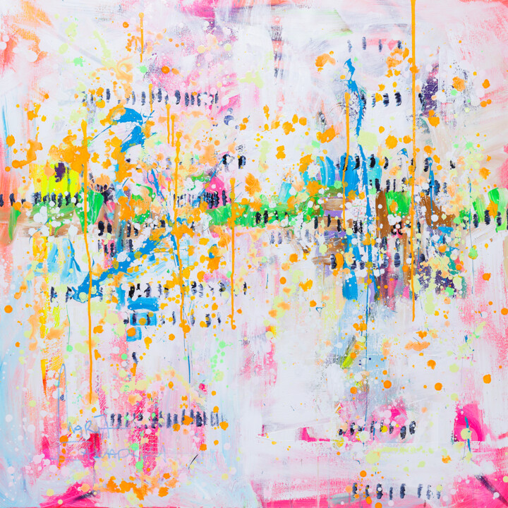 Pittura intitolato "White rhythm" da Marta Zawadzka, Opera d'arte originale, Acrilico Montato su Barella di tela