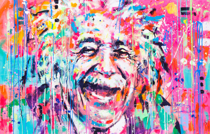 Pittura intitolato "Crazy Albert" da Marta Zawadzka, Opera d'arte originale, Acrilico Montato su Barella di tela