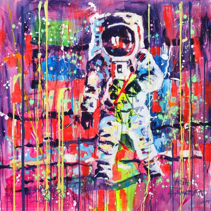 Pittura intitolato "Space traveler" da Marta Zawadzka, Opera d'arte originale, Acrilico Montato su Telaio per barella in leg…