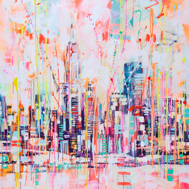"Manhattan" başlıklı Tablo Marta Zawadzka tarafından, Orijinal sanat, Akrilik Ahşap Sedye çerçevesi üzerine monte edilmiş