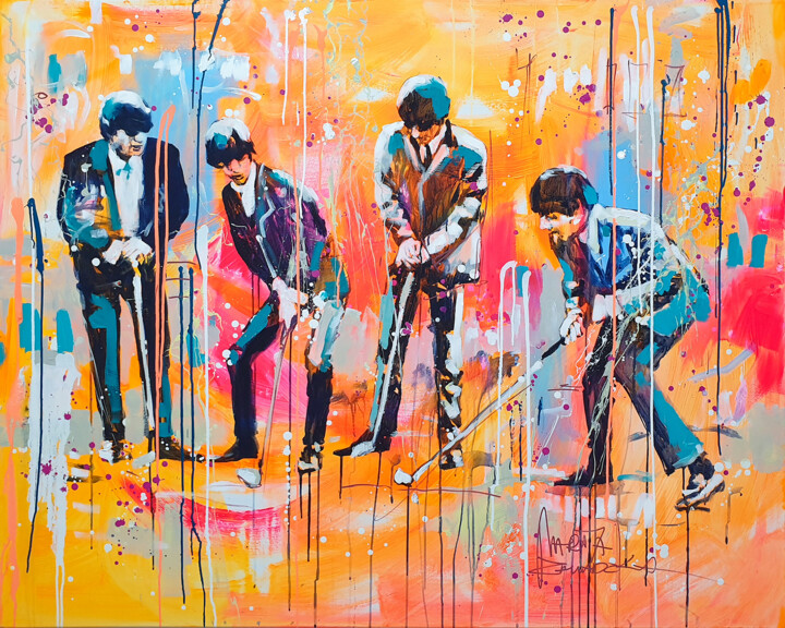 Malarstwo zatytułowany „The Beatles on a go…” autorstwa Marta Zawadzka, Oryginalna praca, Akryl Zamontowany na Drewniana ram…
