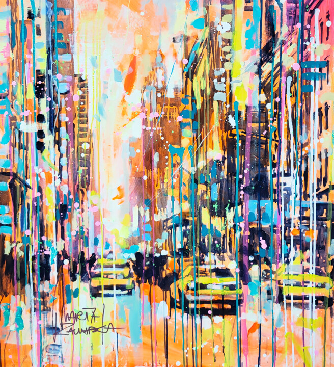 Malarstwo zatytułowany „The New York City V…” autorstwa Marta Zawadzka, Oryginalna praca, Akryl Zamontowany na Drewniana ram…