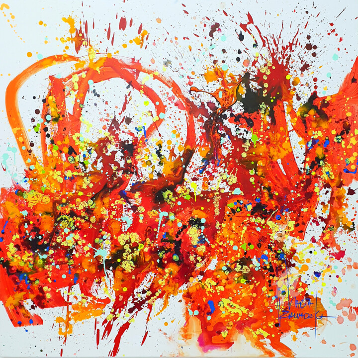 Картина под названием "The dance of autumn" - Marta Zawadzka, Подлинное произведение искусства, Акрил Установлен на Деревянн…