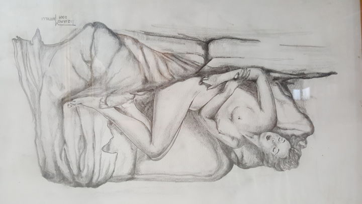 Disegno intitolato "nudo.jpg" da Tiziano Martelli, Opera d'arte originale, Grafite