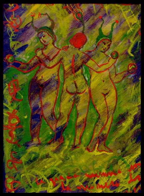 Pittura intitolato "Three Graces" da Martemaniac, Opera d'arte originale, Olio