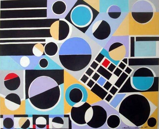 Painting titled "Geometrico" by Martha Carvalho, Original Artwork, Acrylic