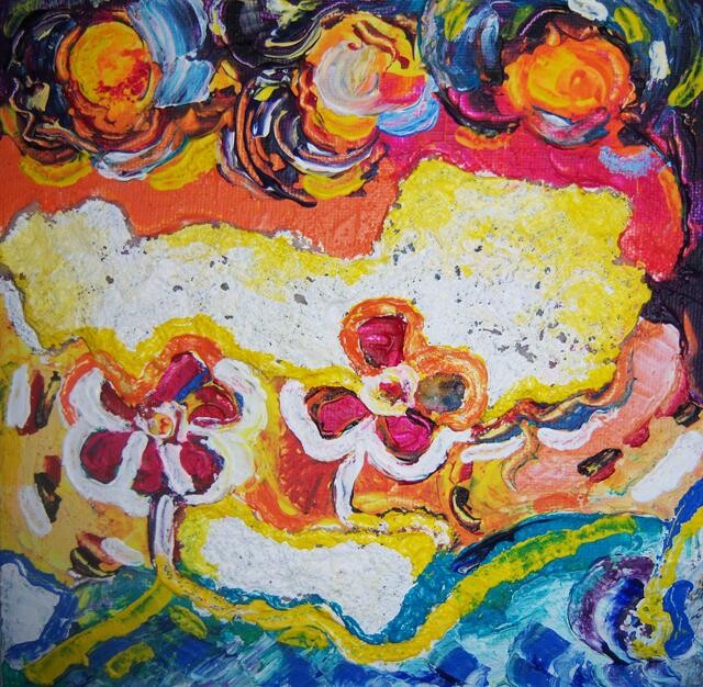 Peinture intitulée "Les trois soleils" par Martha Melikian, Œuvre d'art originale