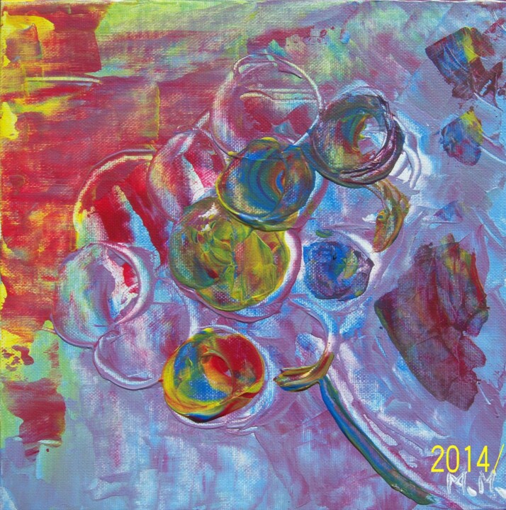 Painting titled "BALLONS AU VENT" by Martha Melikian, Original Artwork, Other