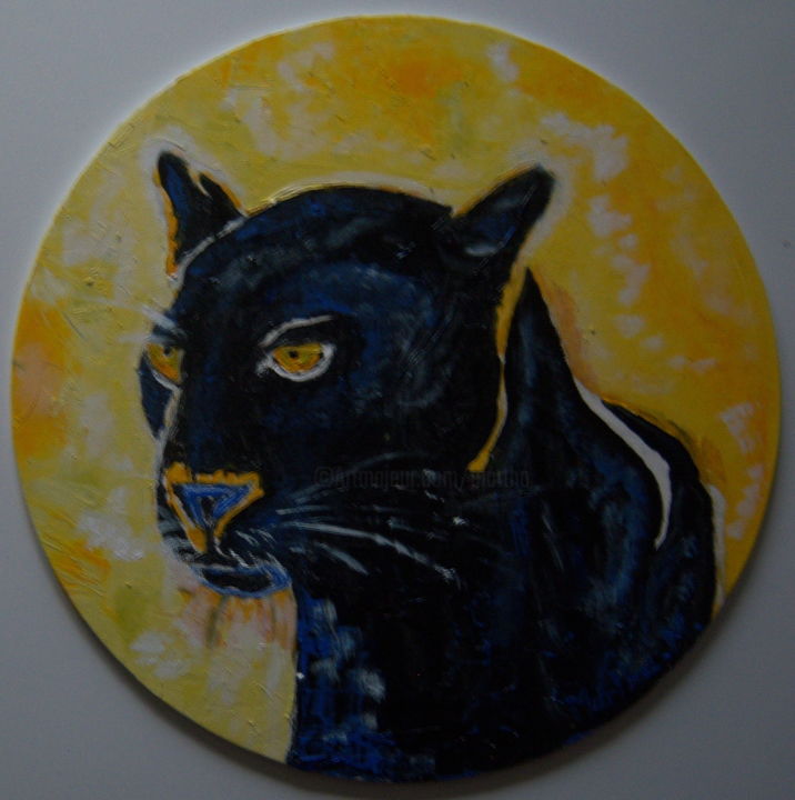 Peinture intitulée "PANTHERE NOIRE" par Martha Melikian, Œuvre d'art originale,