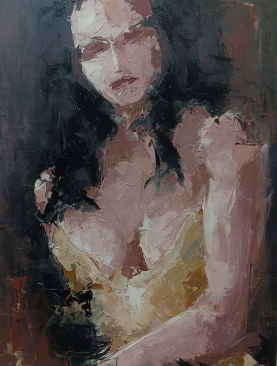 Painting titled "Black magic woman" by Marinko Šarić, Original Artwork, Oil