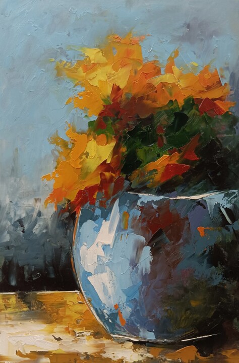 Painting titled "Still life expressi…" by Marinko Šarić, Original Artwork, Oil