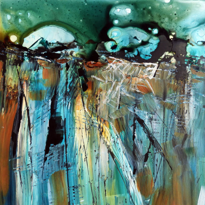Painting titled "Night Light" by Martha White, Original Art, Acrylic