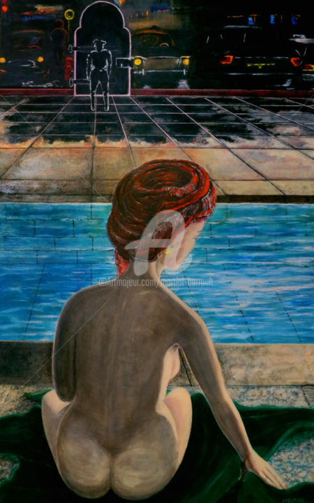 Peinture intitulée "Hyade au bain" par Martial Barrault, Œuvre d'art originale, Acrylique Monté sur Châssis en bois