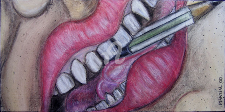 Painting titled "Lipstick (série "Si…" by Martial Barrault, Original Artwork, Pencil