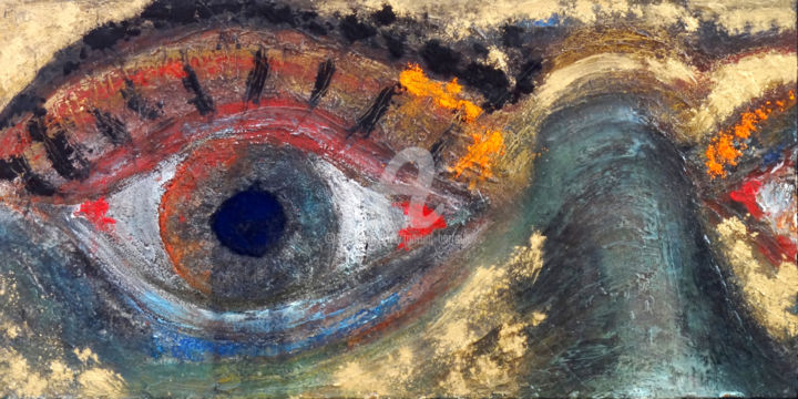 Peinture intitulée "L'oeil du titan (sé…" par Martial Barrault, Œuvre d'art originale, Pigments