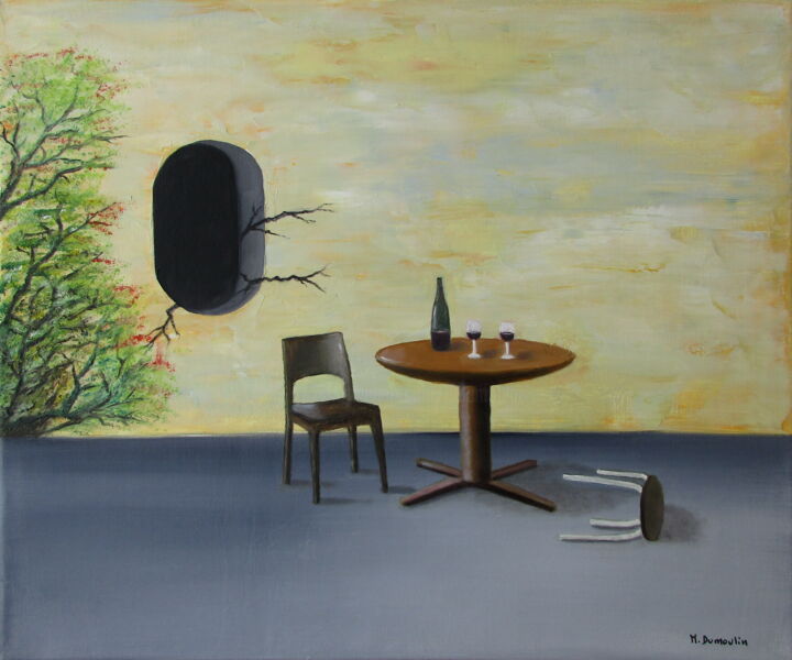 Картина под названием "" Amour fragile "" - Martial Dumoulin, Подлинное произведение искусства, Масло Установлен на Деревянн…