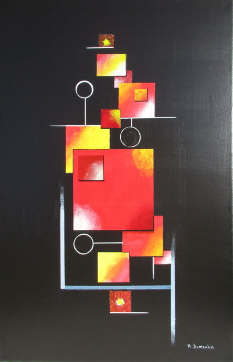 제목이 "" Relation ""인 미술작품 Martial Dumoulin로, 원작, 아크릴 나무 들것 프레임에 장착됨