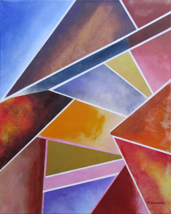 Painting titled "" Couché de soleil "" by Martial Dumoulin, Original Artwork, Acrylic Mounted on Wood Stretcher frame
