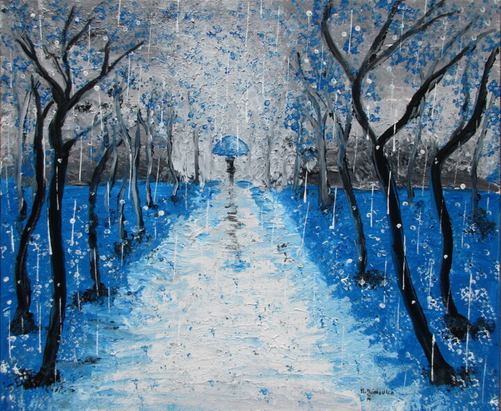 Картина под названием "" Rêve bleu "" - Martial Dumoulin, Подлинное произведение искусства, Акрил Установлен на Деревянная р…