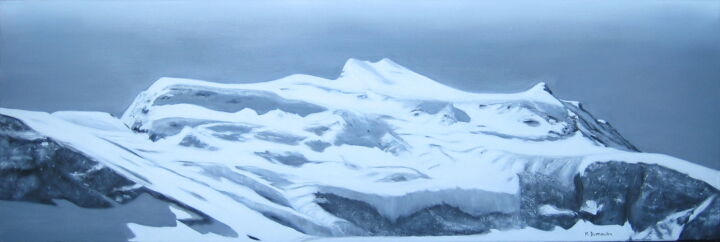 Painting titled "" Le Grand-Combin 4…" by Martial Dumoulin, Original Artwork, Oil Mounted on Wood Stretcher frame