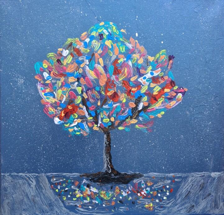 Peinture intitulée "Arbre coloré" par Martial Molmy, Œuvre d'art originale, Acrylique