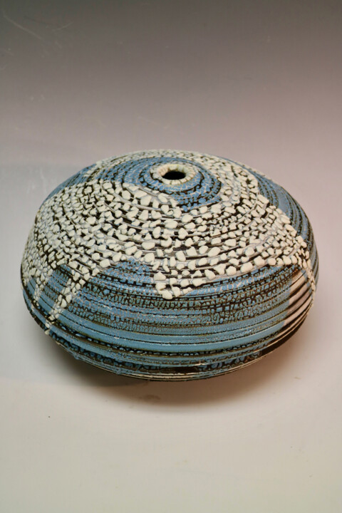 Sculpture titled "Blue Turbulence" by Martie Geiger-Ho, Original Artwork, Ceramics