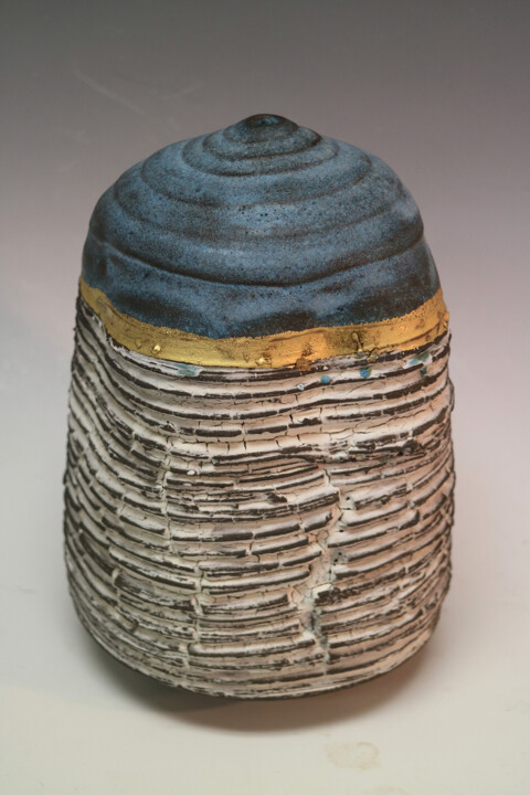 Sculpture titled "Shabby Chic Bottle" by Martie Geiger-Ho, Original Artwork, Ceramics