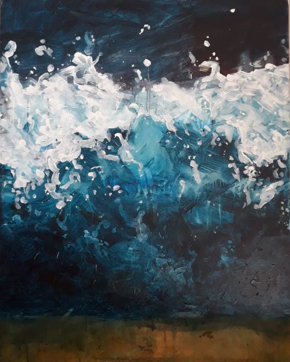 Painting titled "Wave" by Martijn Figeys, Original Artwork, Acrylic