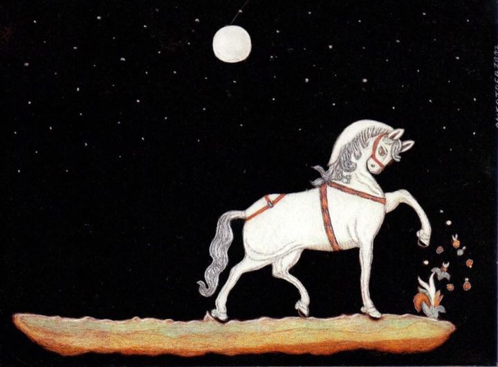 Pittura intitolato "Magic horse" da Martin Ashkhatoev, Opera d'arte originale, Acrilico
