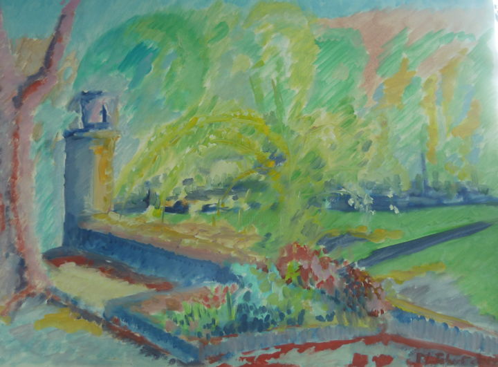 Pittura intitolato "Vidouze, le jardin" da Martin Jobert, Opera d'arte originale