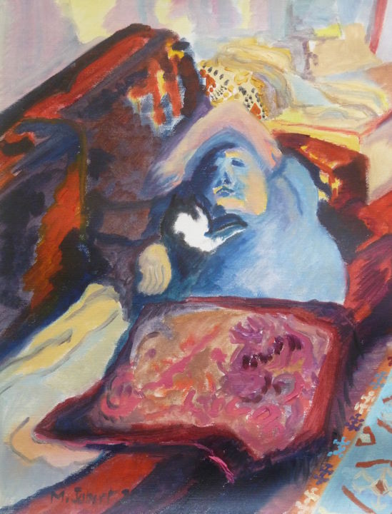 Painting titled "La sieste" by Martin Jobert, Original Artwork, Oil
