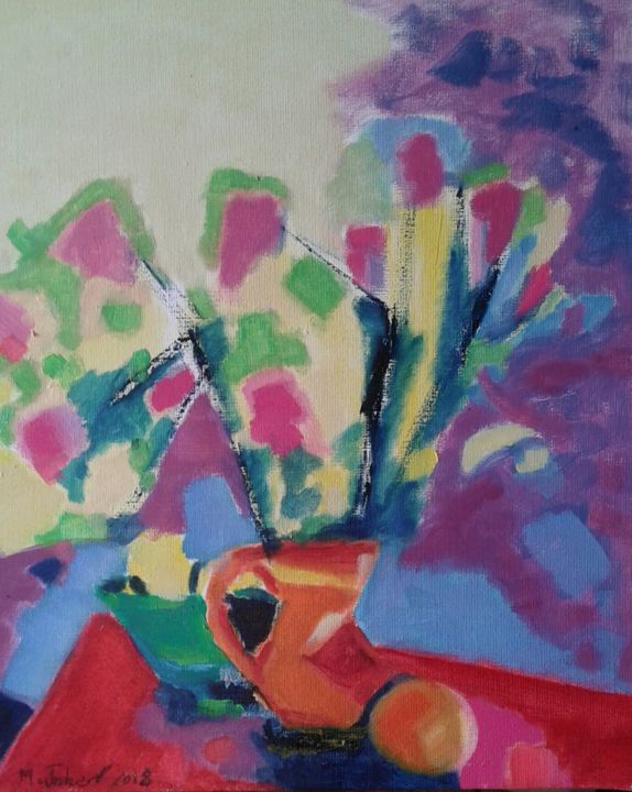 Painting titled "Lilas" by Martin Jobert, Original Artwork